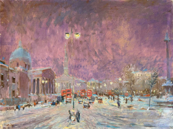 Winter Snow Trafalgar Square By Charles Mozley Panter And Hall winter-snow-trafalgar-square-by-charles-mozley-panter-and-hall