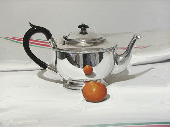 Silver Teapot and Orange
