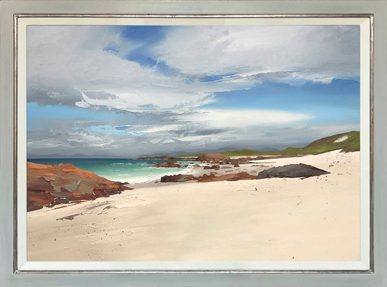 Billowing Clouds, Red Rocks and White Sands, Iona