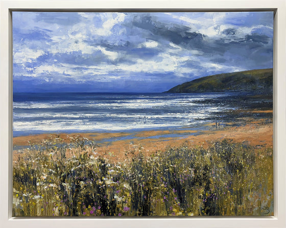 Wild Flowers and Beach Walkers at Towan Beach
