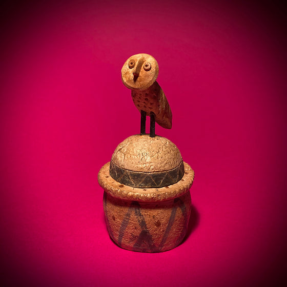 Lidded Vessel with Owl