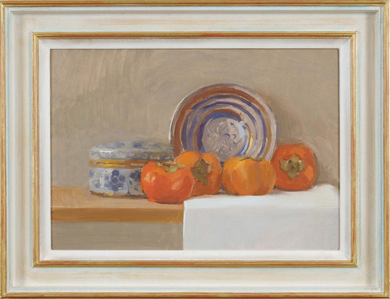 Persimmons with Blue Ceramics