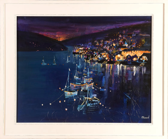 Moored Boats at Night, Salcombe