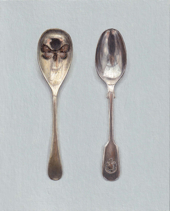 Two Small Spoons with Moth