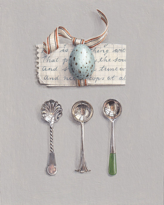 Poem with Egg and Three Condiment Spoons