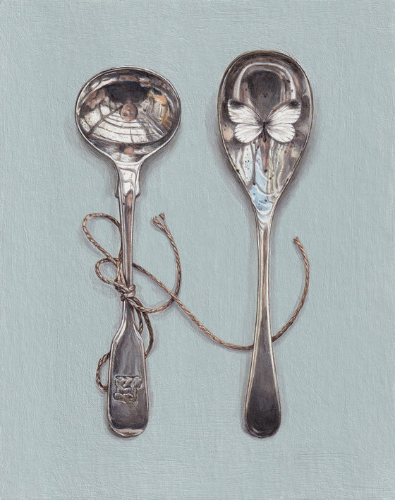 Two Spoons with White Butterfly