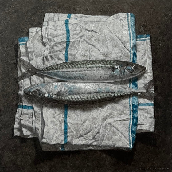 Two Mackerel on Tea Towels