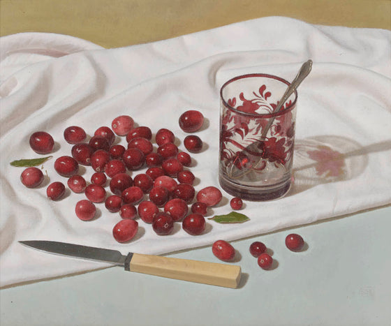Cranberries, Knife & Glass