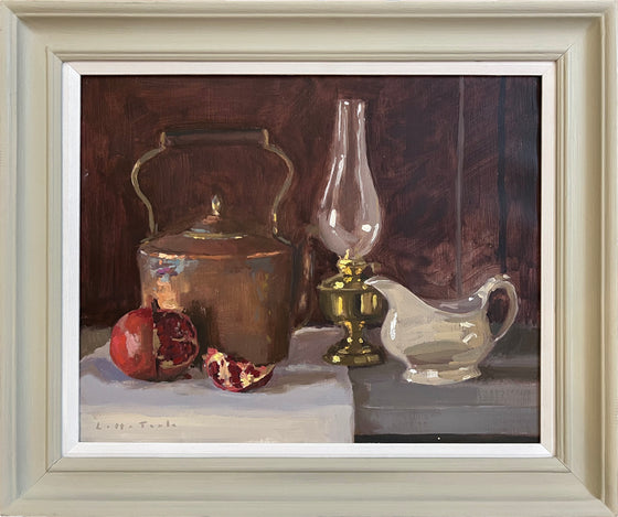 Copper Kettle, Pomegranate, Lamp and Jug