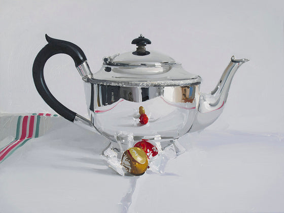 Silver Teapot with two Chocolates