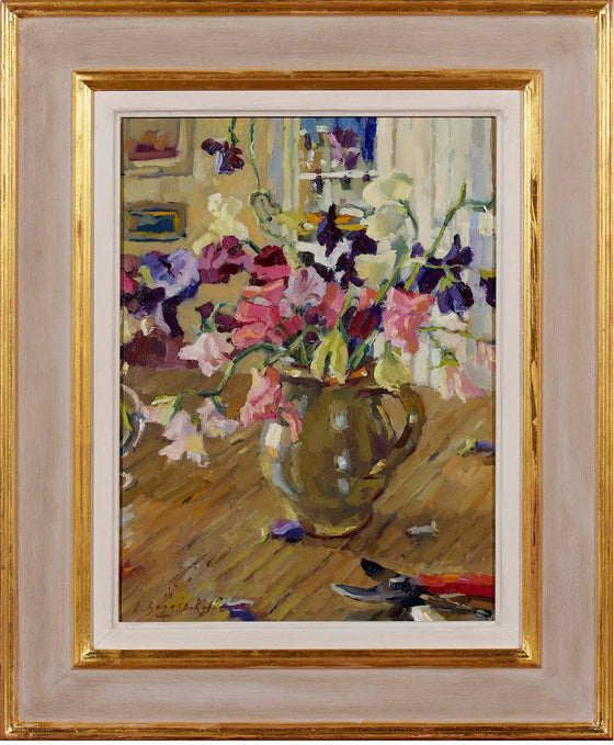 Alice Boggis-Rolfe contemporary British artist 'A Tangle of Sweet Peas' framed