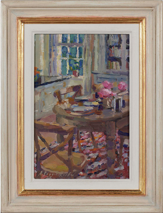 Alice Boggis-Rolfe contemporary British artist 'Peonies at Breakfast' framed