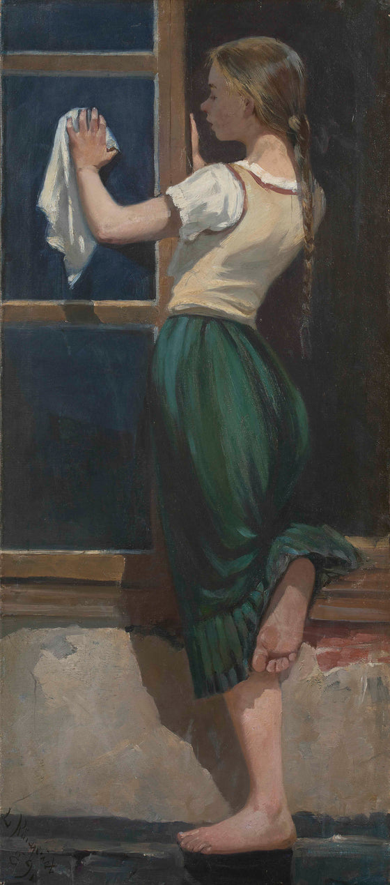 Lotten Rönquist (1864-1912) Modern Swedish painter 'Morning Chores'