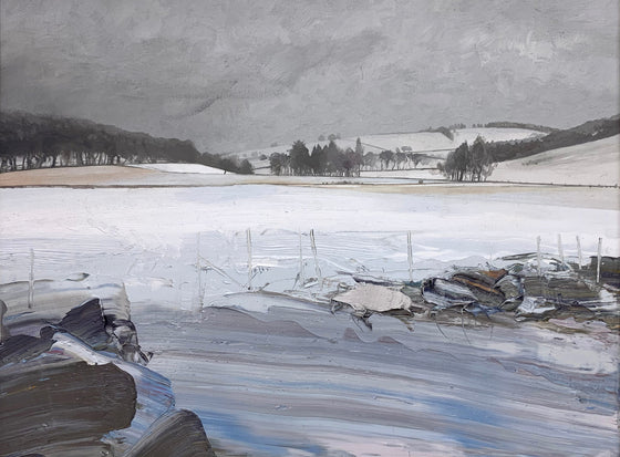 Snow Covered Fields and Winter Trees, Craigievar