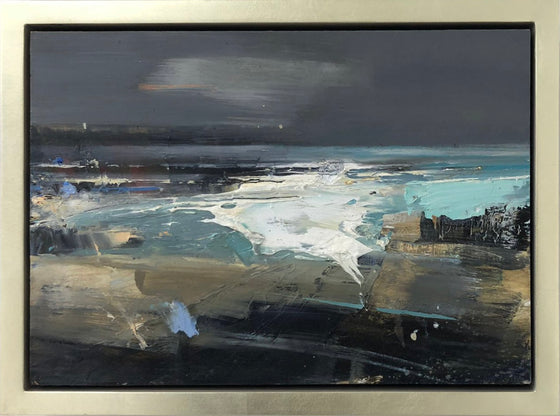 'Cloud over the Bay, Gwithian' by British contemporary artist Hannah Woodman framed