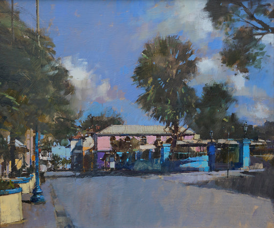 David Sawyer The Pink House, Speightstown, Barbados framed