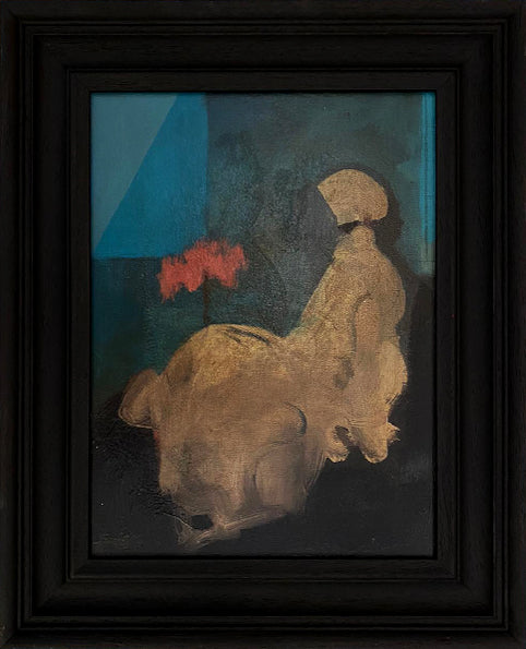 Figure in Pink framed painting by contemporary British artist Denver Sorrell