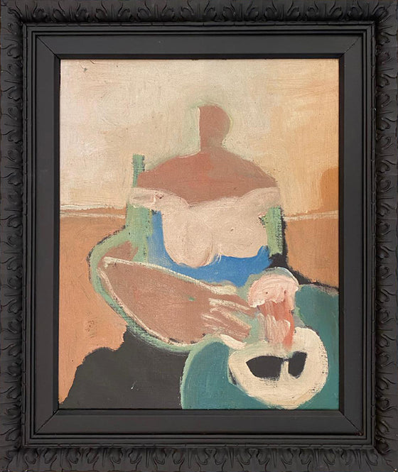 The Glasses The Fruit Bowl framed painting by contemporary British artist Denver Sorrell