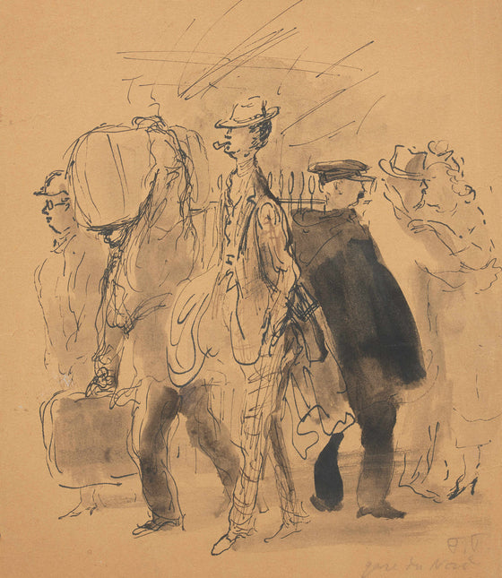 Feliks Topolski RA (1907-1989) Modern Polish draughtsman 'Gare du Nord'