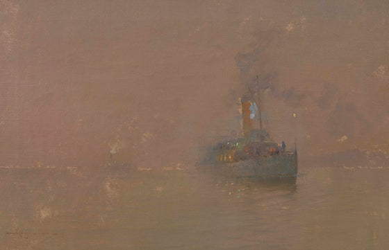 Arvid Johanson (1862-1923) Modern Swedish painter 'Steamer in Fog'