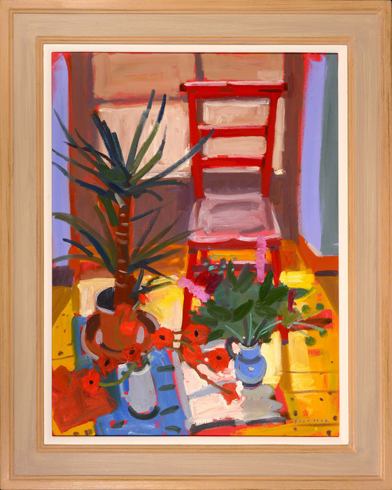 Still Life with Red Chair and Poppies