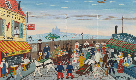 Hector Trotin (1894-1966) Modern French artist 'Le Marché aux Puces de St Ouen'