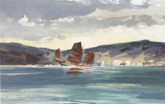 A Sailing Junk Near Hong Kong