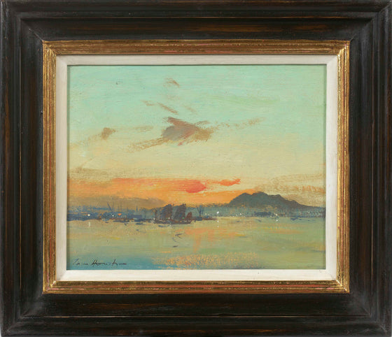 Junks at Sundown Hong Kong by Ian Houston framed