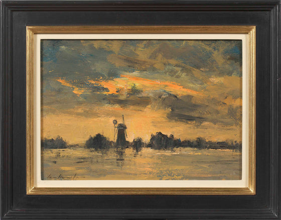 Turf Fen Mill at Sunset by Ian Houston framed