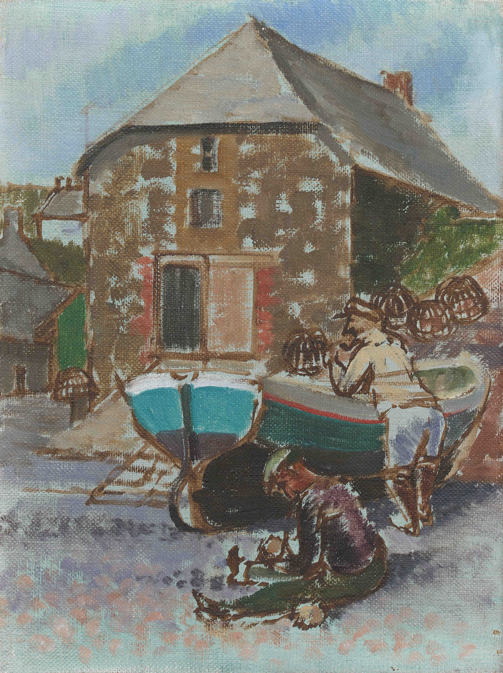 New Zealand artist Ida Cooke 'The Winch House, Cadgwith Cove, 1967