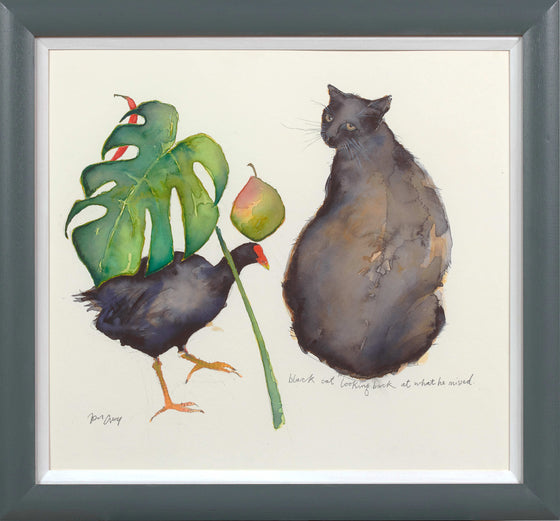 Janice Gray contemporary Scottish artist 'Black cat Looking back'