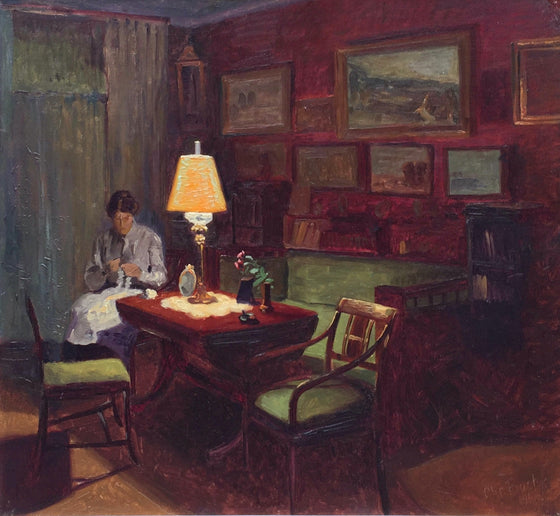 Sewing by Lamplight