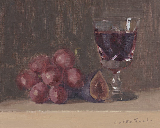 Red wine, grapes and fig