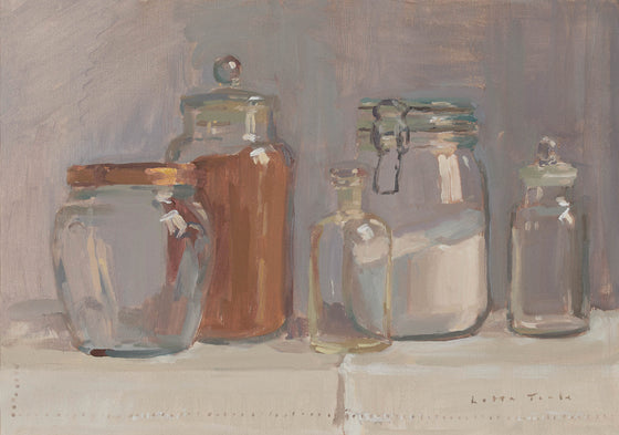 Glass Jars with Coffee and Flour