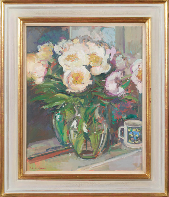 Peonies on the Mantelpiece