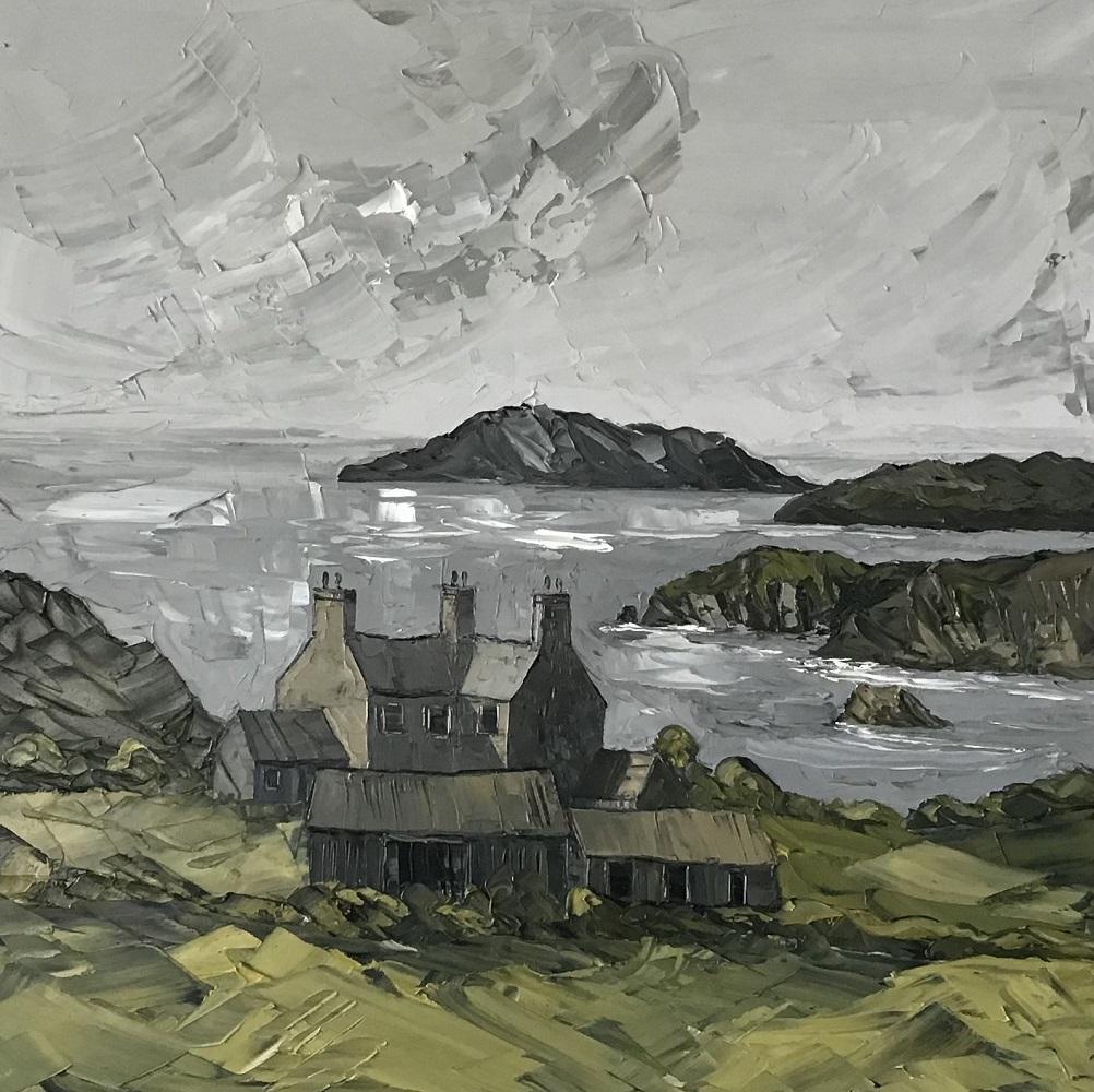 Martin Llewellyn Welsh artist Farm above Porth Ysgo Bay, North Wales –  Panter and Hall, image size:1002x1000