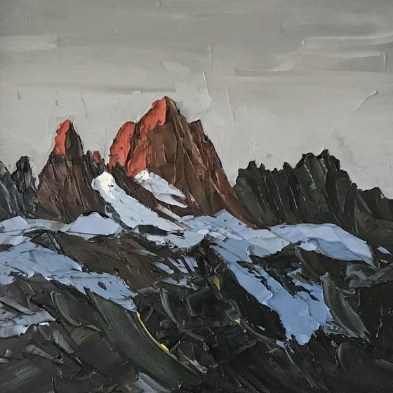 Patagonia Welsh Artist Martin Llewellyn Painting Snowdonia in the style of Kyffin Williams, contemporary Welsh Art