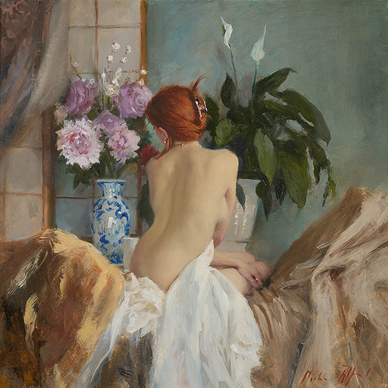Seated Nude (Lilies and Dahlias)