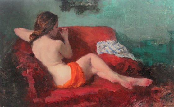 Seated Nude, on Red and Green