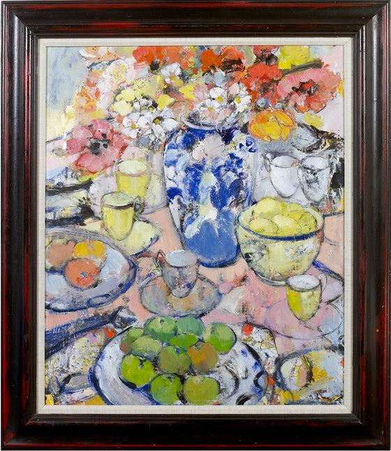 Still Life with Poppies, Yellow Bowl and Yellow Cups