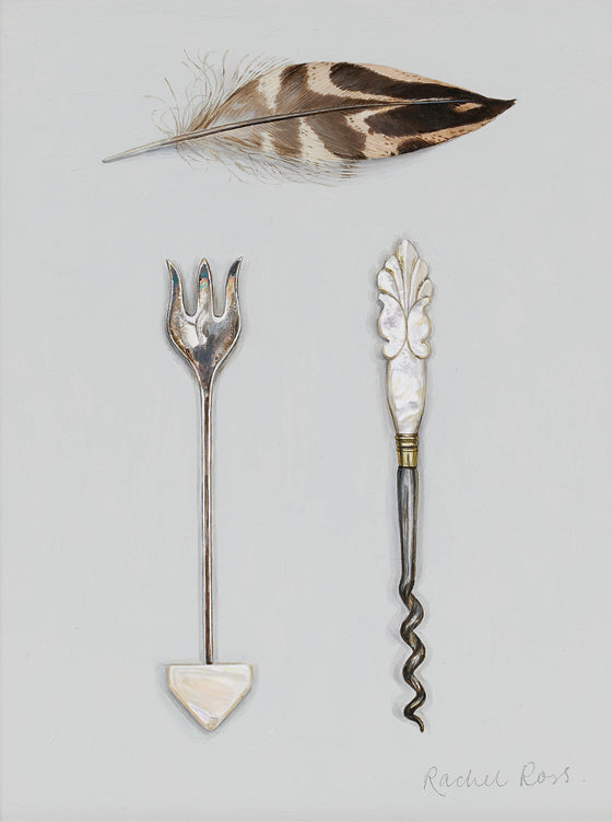 Feather with Fork and Corkscrew