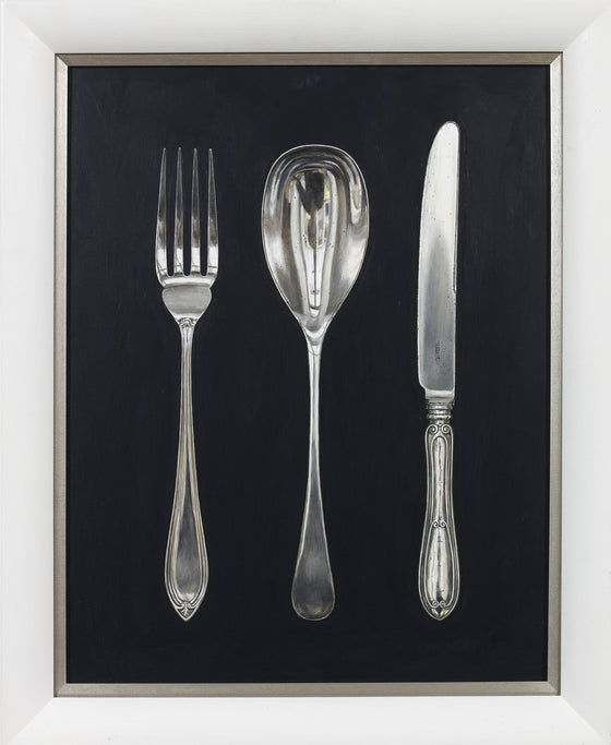 Fork, Spoon and Knife on Black