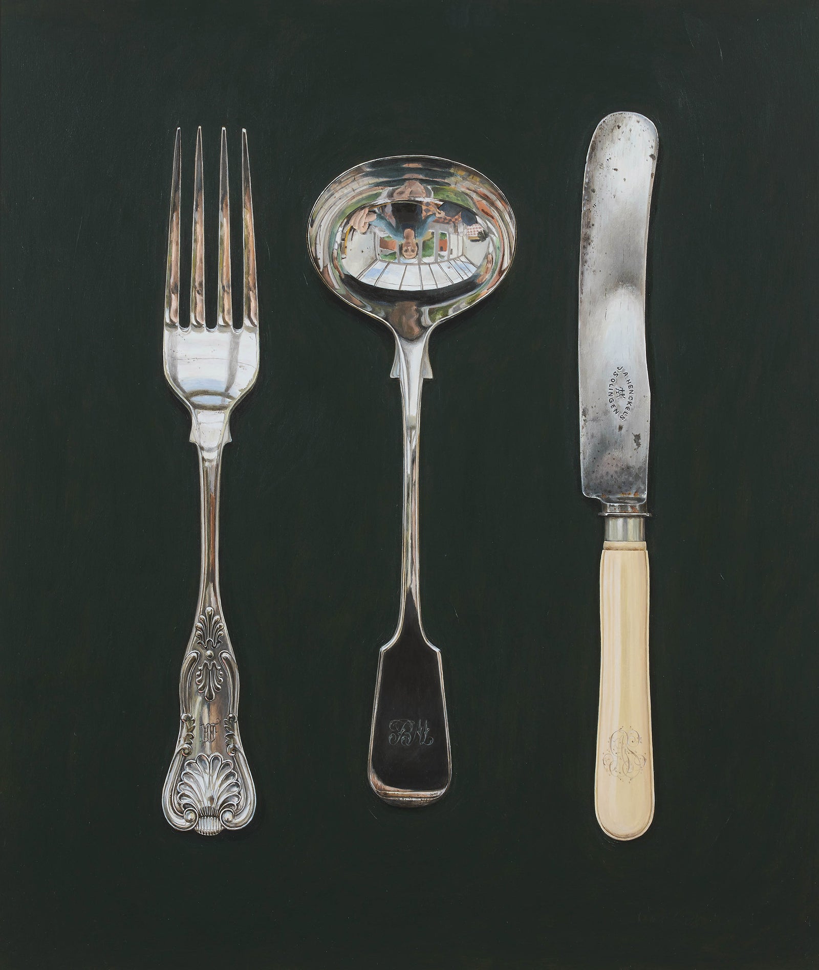 Rachel Ross still life 'Monogrammed Silverware' – Panter and Hall
