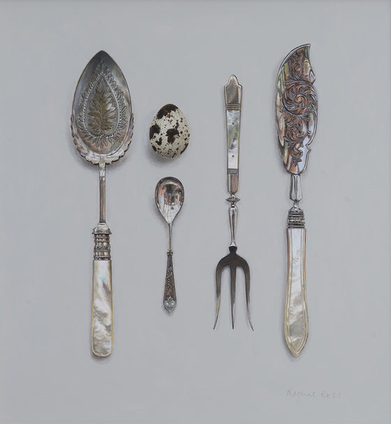 Mother of Pearl Silverware with Quail’s Egg