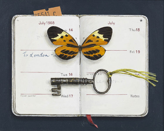 Open Diary with Butterfly and Key