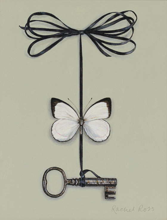 Suspended Key with White Butterfly