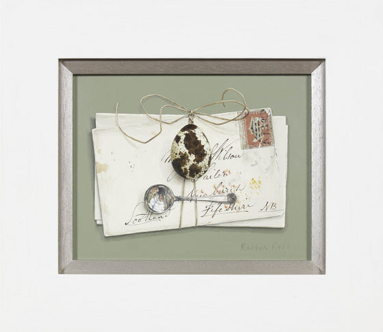 Tied Letters with Quail's egg and Spoon