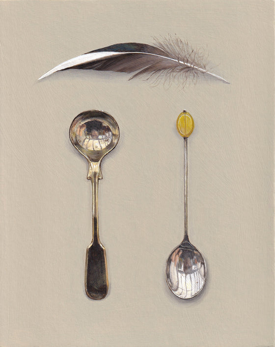 Two Small Spoons with Feather
