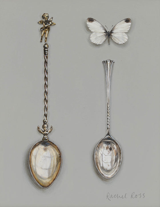 Two Small Spoons with White Butterfly