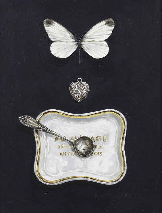 White Butterfly with Dish, Spoon and Locket